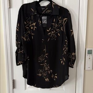 Torrid Black and Gold Floral Blouse